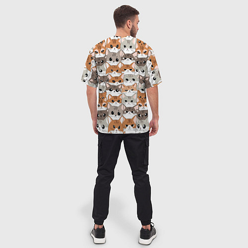 Мужская футболка оверсайз Паттерн милые котики / 3D-принт – фото 4