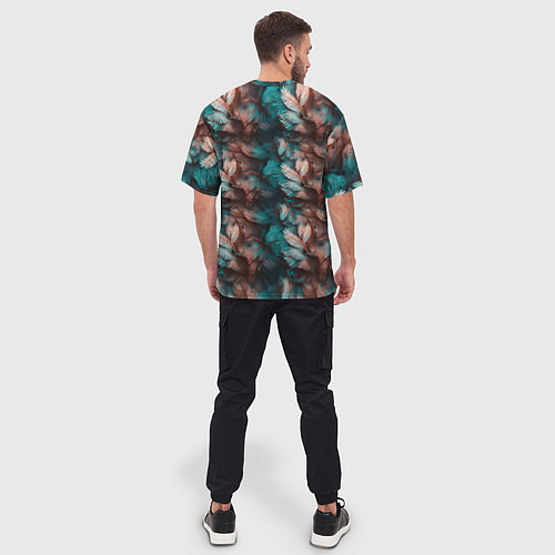 Мужская футболка оверсайз Гавайский стиль листья / 3D-принт – фото 4