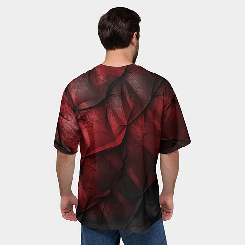 Мужская футболка оверсайз Black red texture / 3D-принт – фото 4