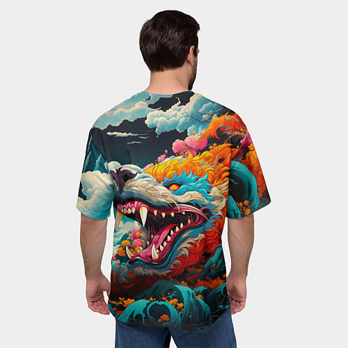 Мужская футболка оверсайз Ребекка и дракон - Киберпанк аниме / 3D-принт – фото 4