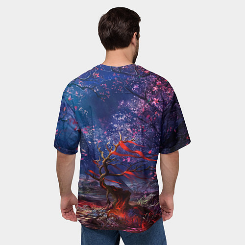 Мужская футболка оверсайз Магический лес при луне / 3D-принт – фото 4