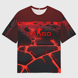Футболка оверсайз мужская CS GO red neon texture, цвет: 3D-принт