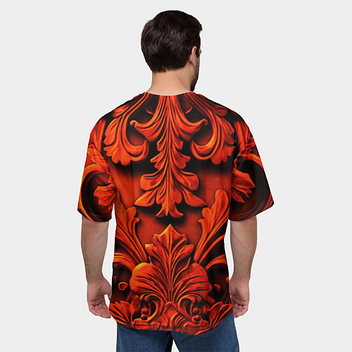Мужская футболка оверсайз Объемные оранжевые узоры / 3D-принт – фото 4