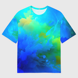 Мужская футболка оверсайз Градиент сине-зелёных оттенков - нейросеть