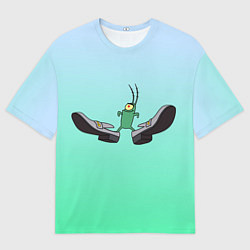 Мужская футболка оверсайз Планктон в тягах бархатных