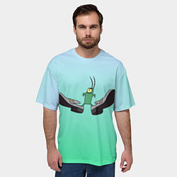 Футболка оверсайз мужская Планктон в тягах бархатных, цвет: 3D-принт — фото 2