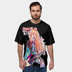 Футболка оверсайз мужская Пауэр с гитарой - Человек бензопила, цвет: 3D-принт — фото 2