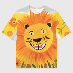 Мужская футболка оверсайз Львенок детский рисунок