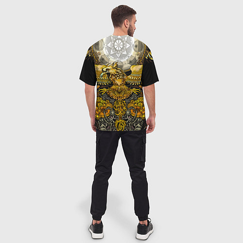 Мужская футболка оверсайз Золотой орёл - славянский орнамент / 3D-принт – фото 4