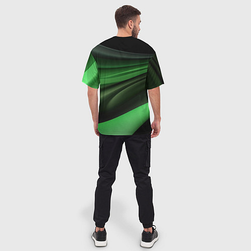 Мужская футболка оверсайз Темная зеленая текстура / 3D-принт – фото 4