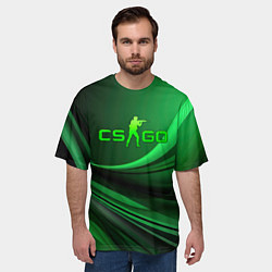 Футболка оверсайз мужская CS GO green abstract, цвет: 3D-принт — фото 2