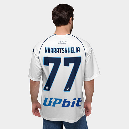 Мужская футболка оверсайз Хвича Кварацхелия Наполи форма 2324 гостевая / 3D-принт – фото 4