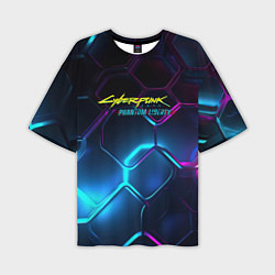 Мужская футболка оверсайз Neon cyberpunk logo