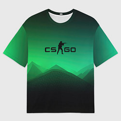 Мужская футболка оверсайз CS GO green black background
