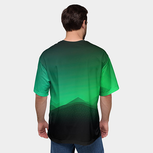 Мужская футболка оверсайз CS GO green black background / 3D-принт – фото 4
