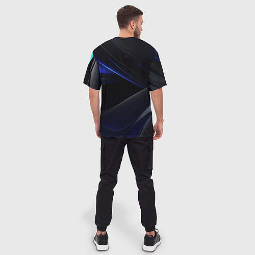 Мужская футболка оверсайз Black blue background / 3D-принт – фото 4
