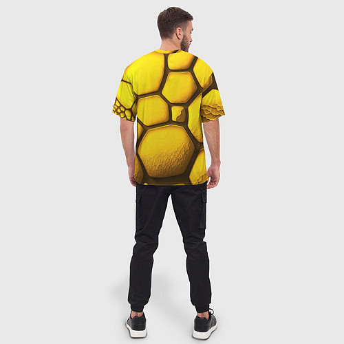 Мужская футболка оверсайз Желтые объемные плиты / 3D-принт – фото 4