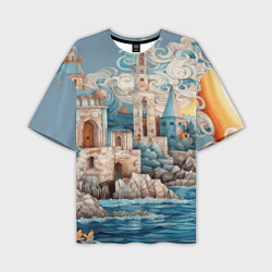 Мужская футболка оверсайз Сказочный замок у моря