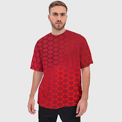 Футболка оверсайз мужская Сотовый красный градиент, цвет: 3D-принт — фото 2