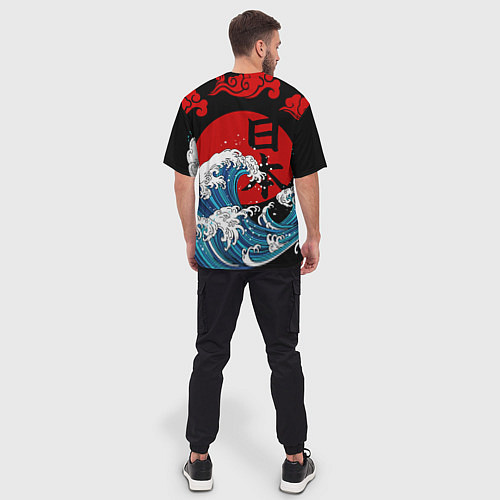 Мужская футболка оверсайз Japan sea / 3D-принт – фото 4