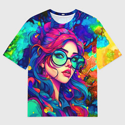 Мужская футболка оверсайз Девушка в тропическом лесу