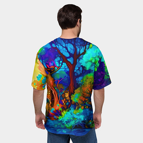 Мужская футболка оверсайз Девушка в тропическом лесу / 3D-принт – фото 4