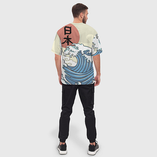 Мужская футболка оверсайз Япония море / 3D-принт – фото 4