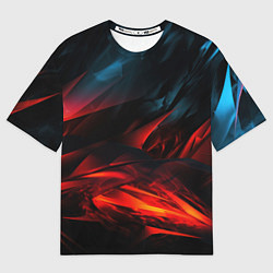 Футболка оверсайз мужская Red black abstract, цвет: 3D-принт