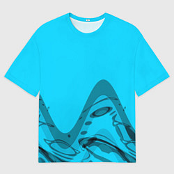 Футболка оверсайз мужская Волны абстракция небесный, цвет: 3D-принт