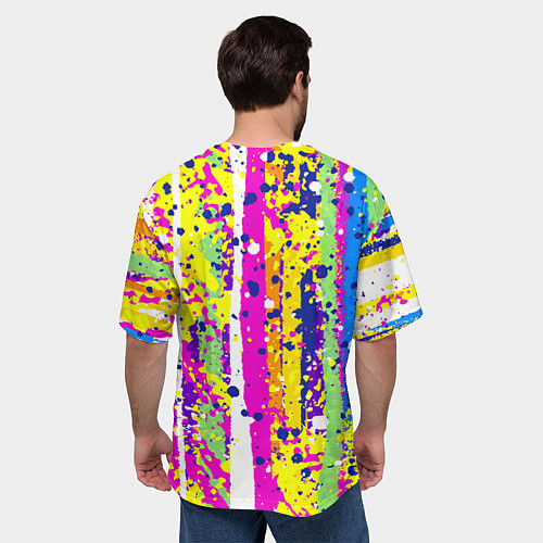 Мужская футболка оверсайз Брызги ярких красок / 3D-принт – фото 4