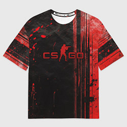Футболка оверсайз мужская CS GO black red brushes, цвет: 3D-принт