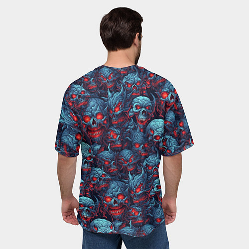 Мужская футболка оверсайз Monster skulls pattern / 3D-принт – фото 4