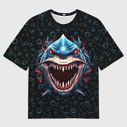 Футболка оверсайз мужская Evil shark, цвет: 3D-принт