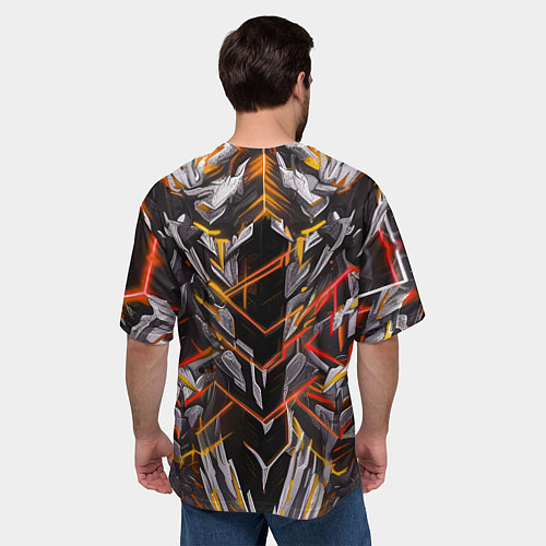 Мужская футболка оверсайз Киберпанк доспехи красные / 3D-принт – фото 4