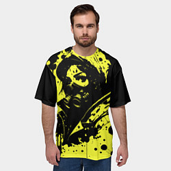 Футболка оверсайз мужская Девушка в респираторе и кляксы чернил, цвет: 3D-принт — фото 2