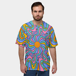 Футболка оверсайз мужская Абстрактный психоделический рисунок, цвет: 3D-принт — фото 2