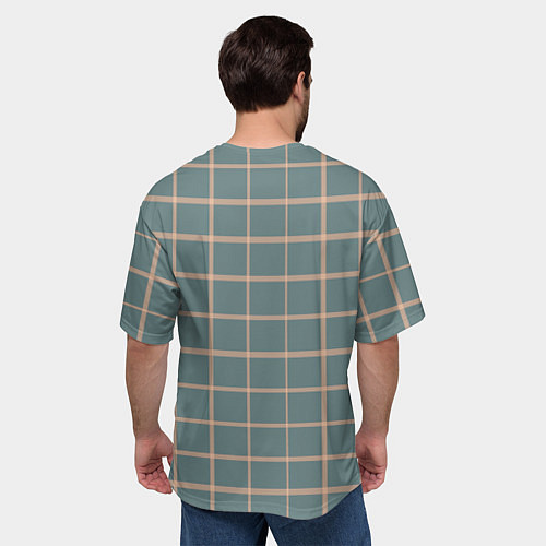 Мужская футболка оверсайз Клетка сер-зелёный / 3D-принт – фото 4