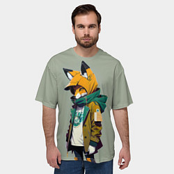 Футболка оверсайз мужская Молодая лисичка - городской стиль, цвет: 3D-принт — фото 2