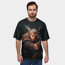 Футболка оверсайз мужская Ведьмак Геральт - персонаж, цвет: 3D-принт — фото 2