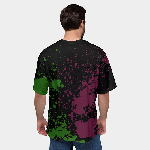 Мужская футболка оверсайз Кислотный череп в краске / 3D-принт – фото 4