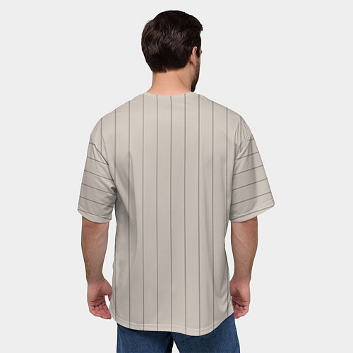 Мужская футболка оверсайз Вертикальные полосы бежевый / 3D-принт – фото 4