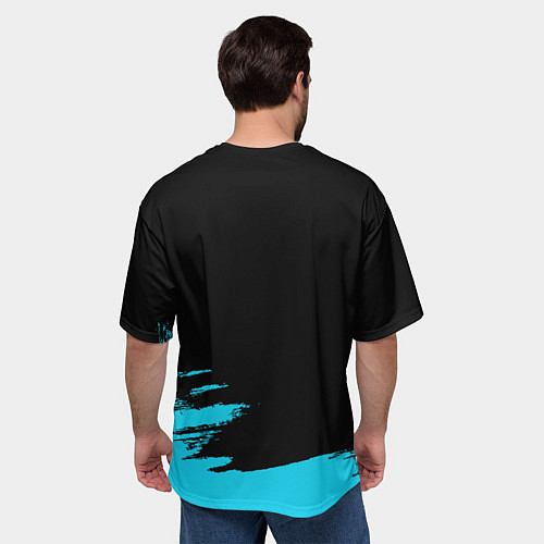 Мужская футболка оверсайз Логотип Атака Титанов голубой / 3D-принт – фото 4