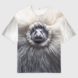 Футболка оверсайз мужская Брутальный бегемот, цвет: 3D-принт