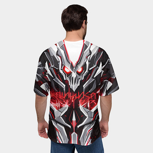 Мужская футболка оверсайз Инопланетный красный скелет / 3D-принт – фото 4