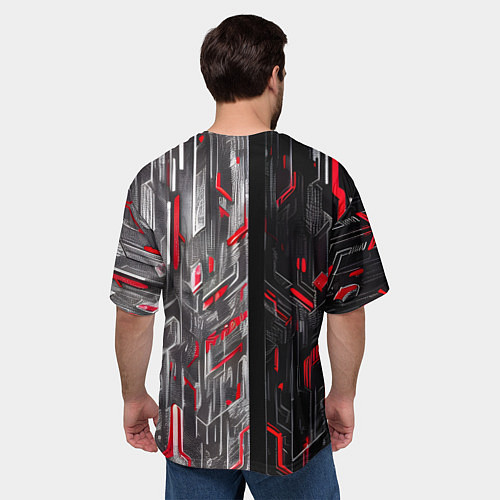 Мужская футболка оверсайз Киберпанк стена / 3D-принт – фото 4