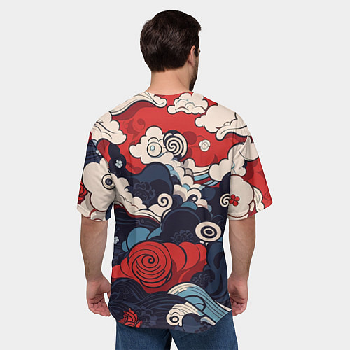 Мужская футболка оверсайз Узоры в Японском стиле / 3D-принт – фото 4