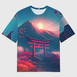 Мужская футболка оверсайз Japan gate drawing