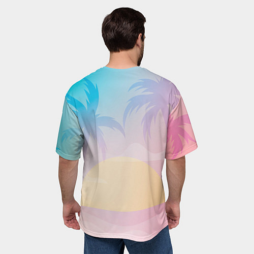 Мужская футболка оверсайз Градиентовый летний пейзаж / 3D-принт – фото 4