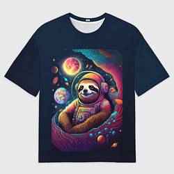 Мужская футболка оверсайз Космический ленивец космический