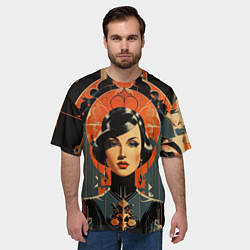 Футболка оверсайз мужская Стимпанк чародейка - retro girl, цвет: 3D-принт — фото 2